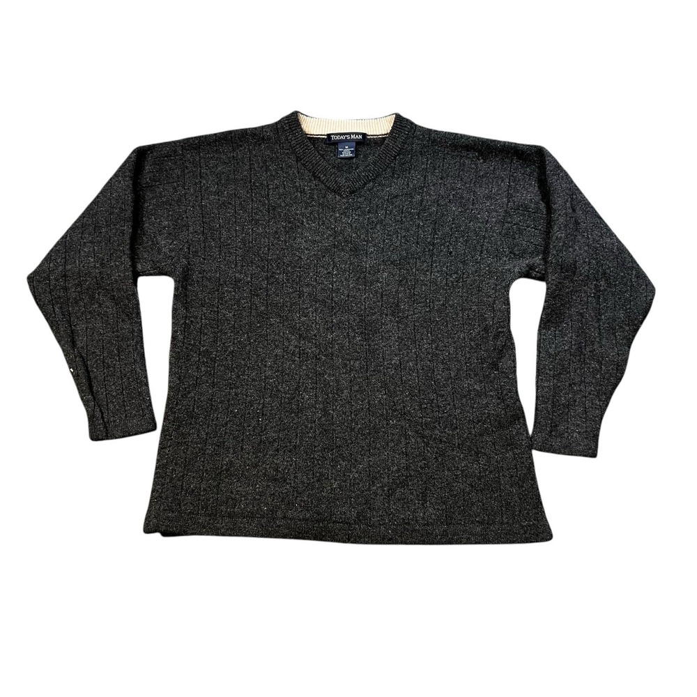 Vintage Todays Man Lambswool Sweater Knit Pullover Gray Men's M